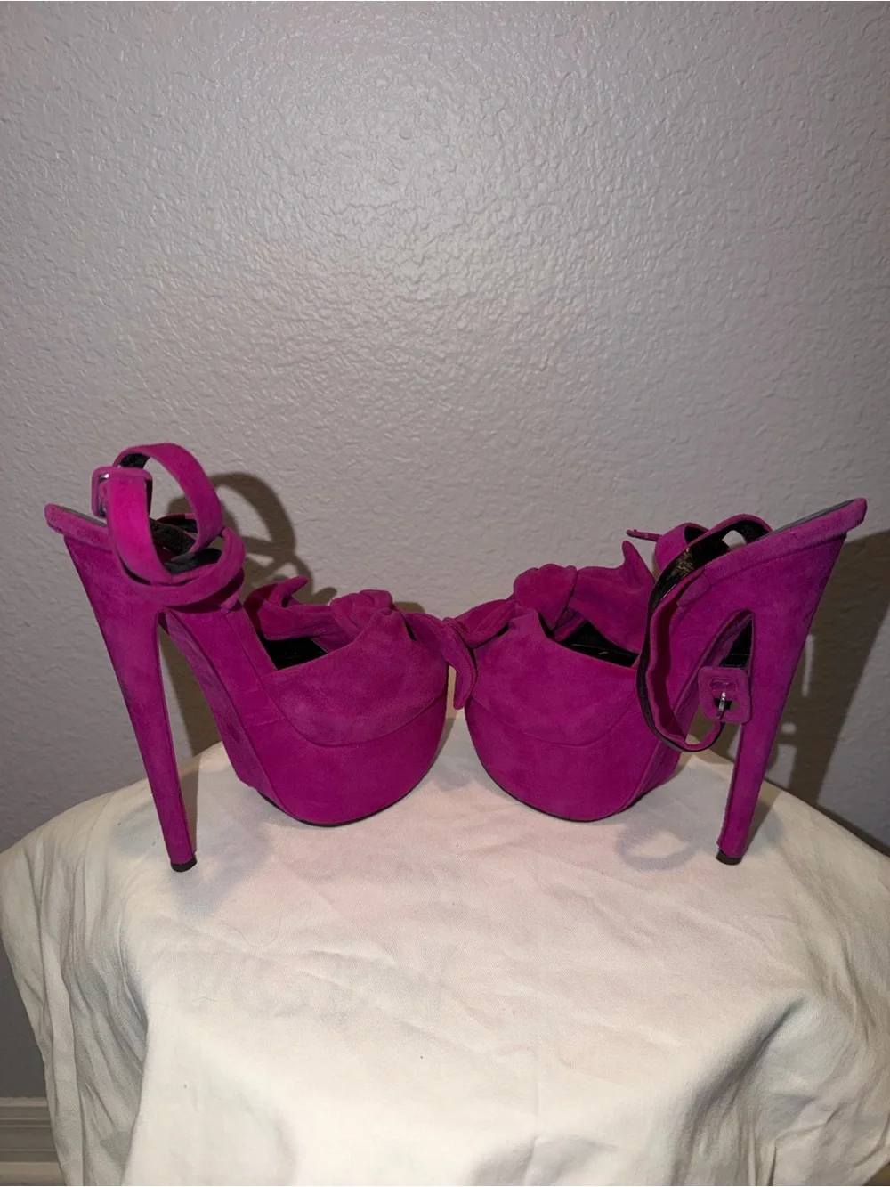 Giuseppe Zanotti Fuchsia Suede Platform Ankle-Strap Sandals 36.5